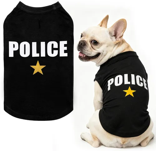 Miniatura 24 de BINGPET Camisas de Perro Policía, Camiseta de Perro Suave de Algodón, Traje Transpirable y Ligero para Perro Camiseta Sin Mangas Chaleco, Ropa