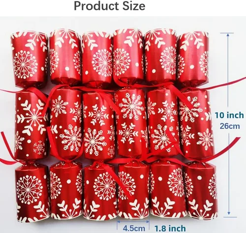 Miniatura 2 de Paquete de 6, ANXTO, copo de nieve rojo, recuerdo de mesa de fiesta de Navidad con sombrero de fiesta, broma y pequeño regalo