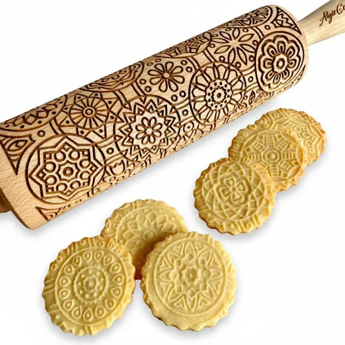 Miniatura 13 de Rodillo AZTEC en relieve – Rodillo de masa y arcilla para galletas en relieve y cerámica, galletas y sello de cerámica, regalos para hornear