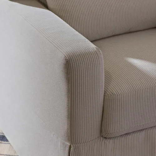 Miniatura 3 de NAMESAKE Crawford Pillowback Comfort Swivel Glider en tela ecológica de rendimiento con rayas Chatham de Fog, repelente al agua, con certificación