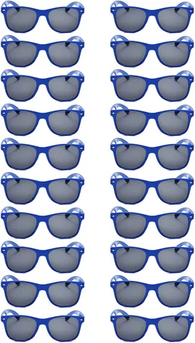 Miniatura 30 de 20 pares de lentes de sol a granel para adultos, retro de los años 70 y 90, gafas baratas para suministros de fiesta (negro)