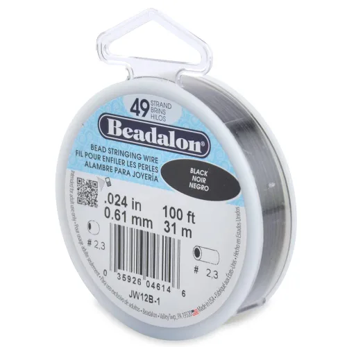 Miniatura 21 de Beadalon Alambre de cuerda de cuentas de acero inoxidable de 49 hebras, 0.036 pulgadas / 0.036 in, negro, 100 pies / 101.7 ft