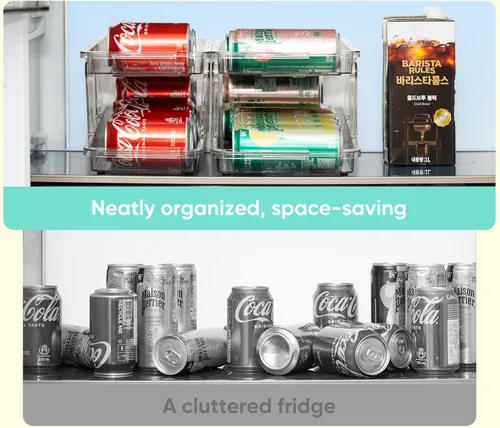 Miniatura 6 de VUSIGN Organizador de latas de soda expandible, paquete de 2, dispensador de latas de ancho ajustable para refrigerador de 6.1 a 9.38 pulgadas