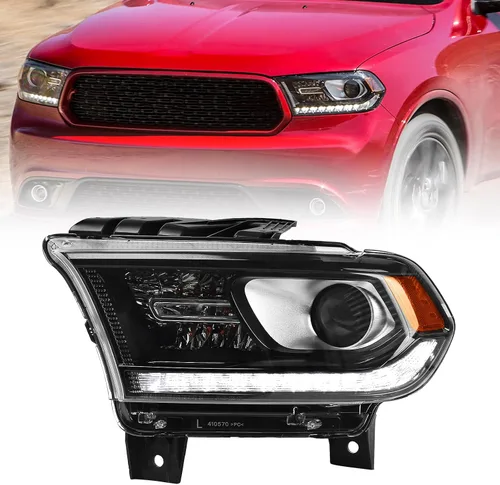 FIONE - [Solo Halógeno Para Dodge Durango Conjunto de Faros Delanteros 2016 2017 2018 2019 2020 Reemplazo Faros Interiores Cromados con Luces LED de