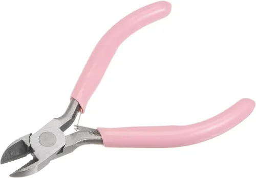 Miniatura 3 de HARFINGTON Alicates de precisión laterales de corte diagonal de 4.5 pulgadas con mango de plástico rosa para manualidades, fabricación de joyas