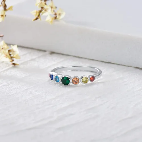 Miniatura 3 de AOBOCO Anillo de chakra para mujer, plata de ley 925, cristales curativos, joyería para niñas, mamá, hija