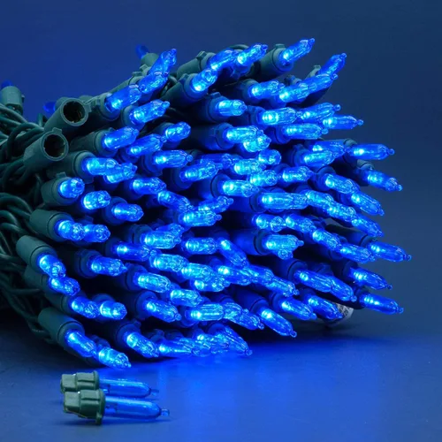 Miniatura 4 de Juego de luces de cadena navideñas azules de 200 unidades LED, 66 pies de cable verde, juego de luces festivas UL certificadas de grado comercial