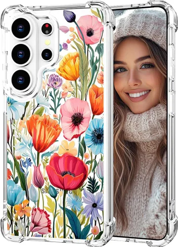 Miniatura 167 de Hungo Funda compatible con Samsung Galaxy S23 con diseño floral y bonito diseño transparente, femenino para mujeres y niñas, con hermoso clavel