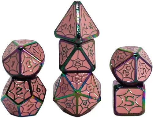 Miniatura 9 de Juego de dados de metal con escamas de dragón en color negro con caja de exhibición, perfecto para juegos, equilibrio adecuado y distribución
