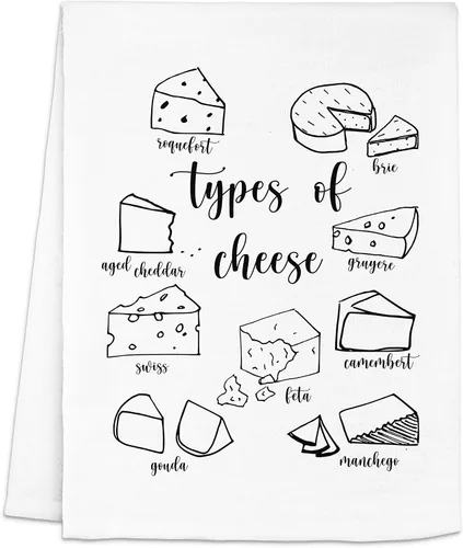 Miniatura 16 de Moonlight Makers Divertidas toallas de cocina con temática de queso, paños de cocina decorativos hechos a mano de algodón, paño de té absorbente