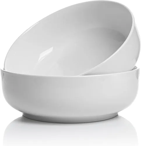 Onniyor Ensaladeras grandes de porcelana, cuencos grandes de 110 onzas (10 pulgadas), juego de cuencos resistentes para pasta, cuencos para mezclar