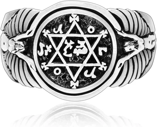 Miniatura 2 de Anillo de plata de ley 925 con sello de Salomón estrella de David Judaica