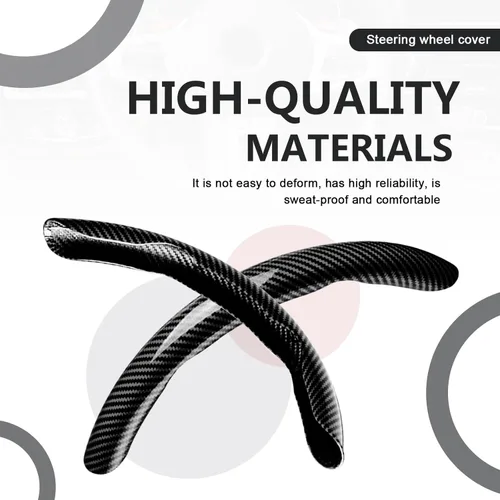 Miniatura 4 de 3 piezas de funda universal para volante de fibra de carbono - Diseño antideslizante y segmentado, protector de volante universal duradero al 99%