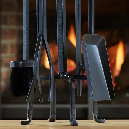 Miniatura 5 de Uniflame, F-1183 Olde World - Juego de 5 herramientas para chimenea con acabado de hierro con asas de bucle Loop Handles