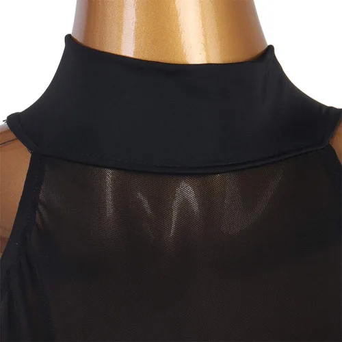 Miniatura 5 de Vestidos de baile latino con flecos para mujer, disfraces de competencia de cha cha, vestido de baile de baile, traje de baile de tango, negro, S