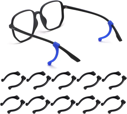 Miniatura 10 de Retenedor antideslizante para gafas, gancho para las orejas, retenedores de seguridad para gafas, funciona con patillas de 0.19 a 0.39 pulgadas, 10