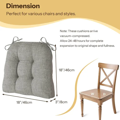 Miniatura 3 de Cojines Antideslizantes para Sillas de Comedor Juego de 4 Cojines para Sillas de Cocina 18"x18"x3" Cojines para Sillas Acolchados Cómodos y Suaves
