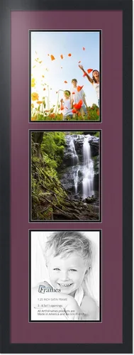 Miniatura 195 de ArtToFrames Marco de fotos tipo collage con estera doble con 3 aberturas de 5x7 y marco negro satinado Uva
