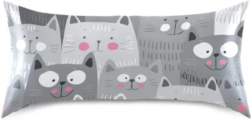 Miniatura 3 de Fundas de almohada de satén con diseño de gato transpirable para cabello y piel, sin cremallera, con cierre de sobre para sofá cama, tamaño estándar