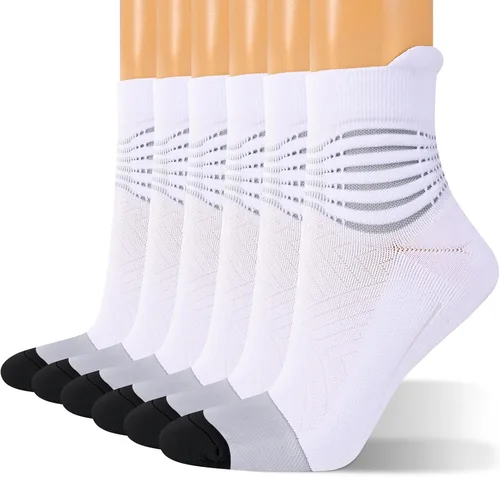 Miniatura 20 de Calcetines de compresión para el tobillo para mujer, con absorción Coolmax, deportivos y acolchados, alivio de la fascitis plantar, paquete de 2, 3