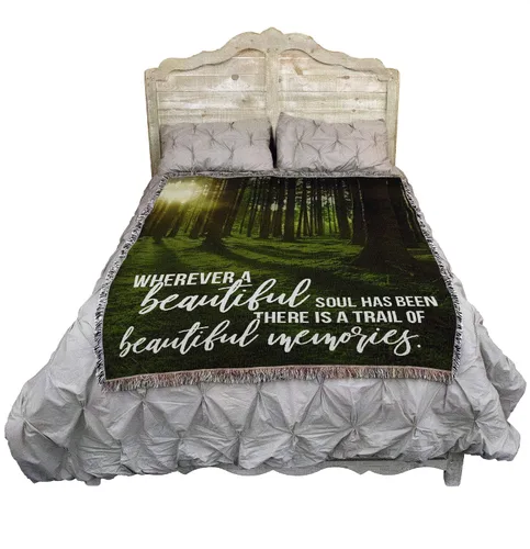 Miniatura 2 de Pure Country Weavers Manta con texto en inglés «Wherever A Beautiful Soul Has Been, There is A Trail of Beautiful Memories», tapiz de regalo