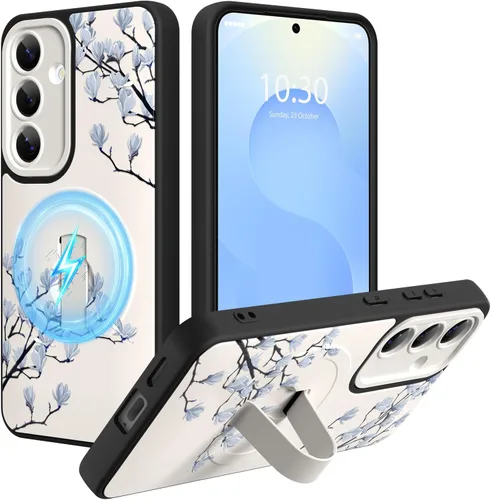 Miniatura 53 de Funda magnética compatible con Samsung Galaxy S25 Ultra para mujeres y hombres, estética flor de durazno, correa de muñeca ajustable incorporada