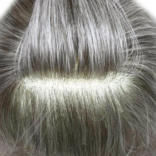 Miniatura 195 de Sistema de repuesto de cabello humano europeo con encaje frontal suizo para hombre, tupé para hombre, pieza de cabello, nudo blanqueado, línea #17