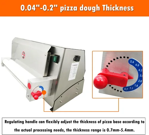 Miniatura 3 de INTSUPERMAI Hoja de rodillo de masa de pizza eléctrica de 20 pulgadas, máquina de prensa de masa comercial de 450 W, grosor ajustable de 0.04 a 0.2