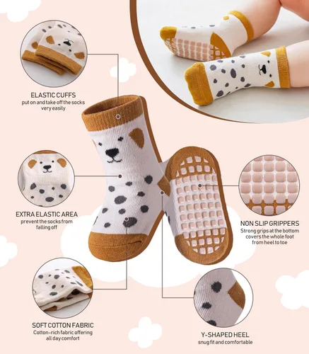 Miniatura 4 de LANLEO Calcetines para bebé y niños pequeños con agarre, calcetines antideslizantes para bebés, niñas y niños, con pinzas, de 6 meses a 5 años