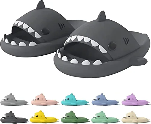 rosyclo Sandalias de tiburón para mujeres y hombres, bonitas pantuflas de tiburón para adultos y jóvenes, nublado de verano, suaves, ligeras,