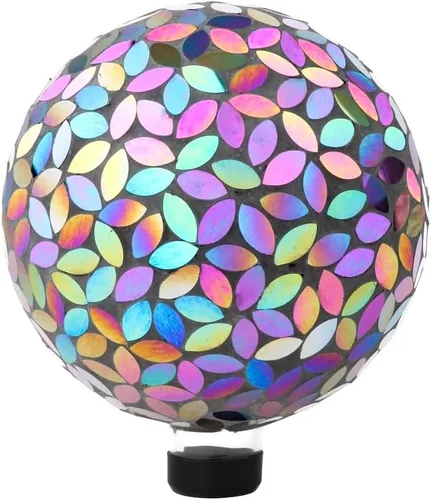Miniatura 14 de Lily's Home Colorida bola de vidrio de mosaico, diseñada con un impresionante patrón de mosaico holográfico de pétalos para traer color a cualquier