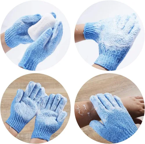 Miniatura 5 de 10 pares de guantes exfoliantes, hechos de 100% nailon, 10 colores guantes exfoliantes de doble cara para belleza, spa, masaje, piel, ducha