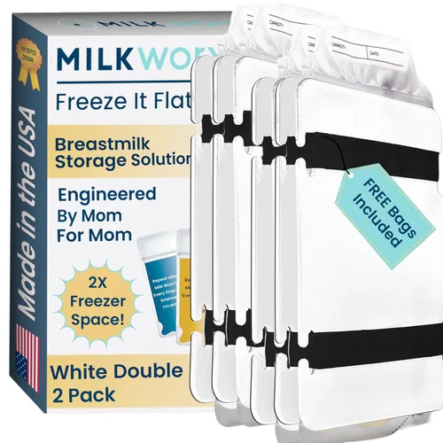 Miniatura 17 de Freeze It - Sistema de almacenamiento de leche materna plano, organizador que ahorra espacio para bolsas de almacenamiento de leche materna, Negro