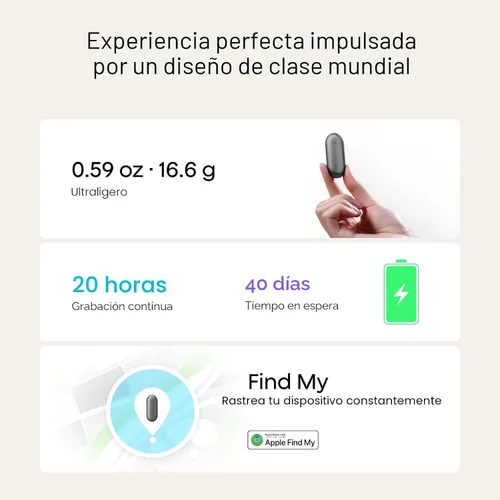 Miniatura 7 de Plaud Grabadora de voz NotePin, grabadora de voz AI, tomador de notas AI, transcribir y resumir AI, compatible con 112 idiomas, para reuniones, Gris