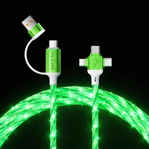 Miniatura 18 de Cable USB PD cargador rápido iluminado (USB 4 en 1 azul), soporta transferencia de datos, se puede utilizar como luz nocturna, longitud del cable