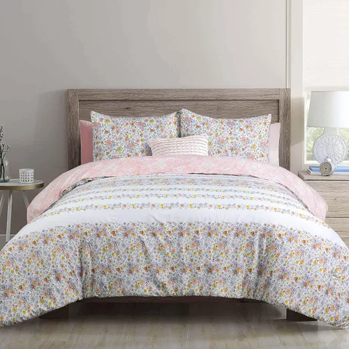 Miniatura 18 de EnvioHome Juego de edredón tamaño Queen con fundas de almohada, ultra suave y acogedor, ligero, estampado, color beige