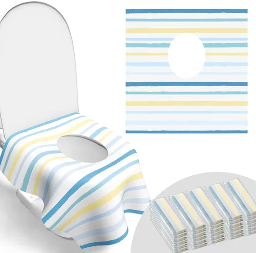 Miniatura 10 de 30 paquetes de cubiertas desechables para asiento de inodoro, para niños y adultos, envueltas individualmente para viajes, grandes cubiertas
