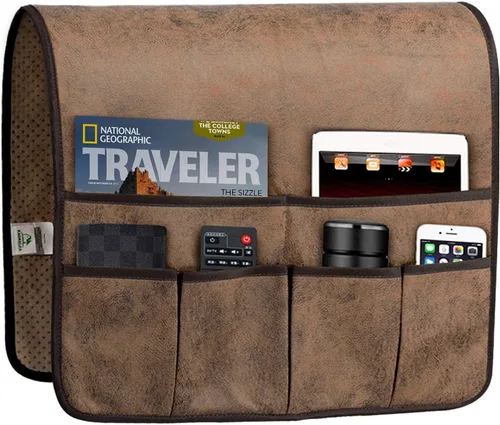 Miniatura 11 de HAOMAIJIA Organizador antideslizante de reposabrazos para sofá, organizador de almacenamiento lateral para sillón y mesita de noche, para sofá