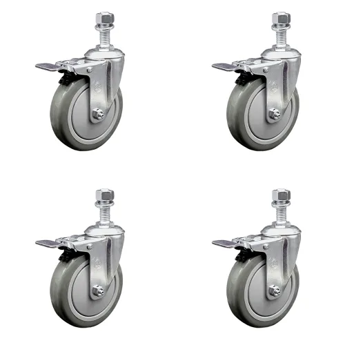 Miniatura 21 de Rueda giratoria de poliuretano con vástago roscado con rueda gris de 3 x 1.25 pulgadas y vástago de 1/2 pulgada - Capacidad de 300 libras/ruedas
