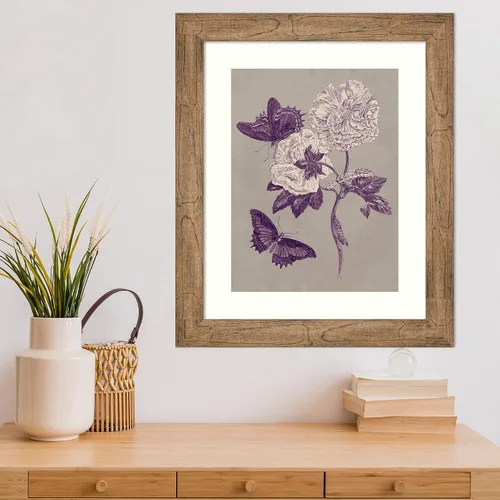 Miniatura 5 de Amanti Art Lienzo decorativo para pared, 24 x 20 pulgadas, estudio de la naturaleza en ciruela y gris pardo IV por Maria Merian, arte de pared