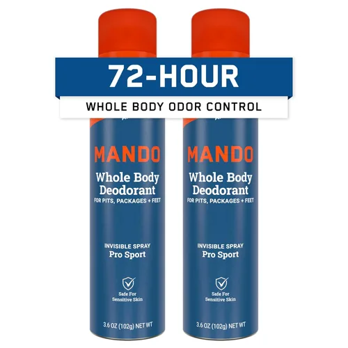 Mando Desodorante de cuerpo entero para hombres – Desodorante en aerosol invisible – Control de olores de 72 horas – Fórmula de baja irritación –
