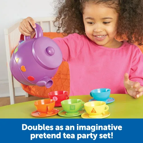 Miniatura 4 de Learning Resources Juego de té con formas de servir, 11 piezas, a partir de 2 años, juguetes de comida para niños pequeños, cocina preescolar