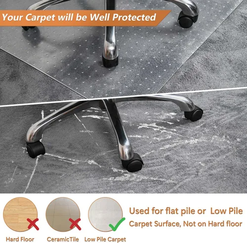 Miniatura 2 de Alfombrilla para Silla de Oficina para Alfombras - 30” x 48” Alfombrillas Transparentes para Pisos de Alfombra de Pelo Corto para Oficina en Casa