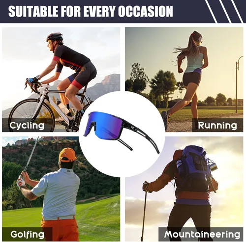 Miniatura 7 de FEISEDY Gafas de sol deportivas para hombres y mujeres, ligero TR90 marco UV400 MTB, correr, pesca, béisbol, B0224
