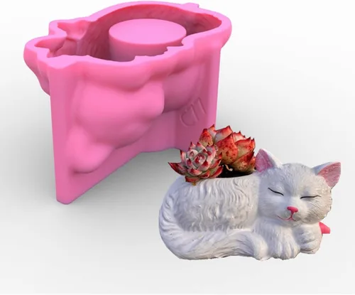 Miniatura 23 de Molde de silicona para macetas, moldes de silicona en forma de animal 3D para hormigón, cemento, yeso, arcilla polimérica, fundición de resina