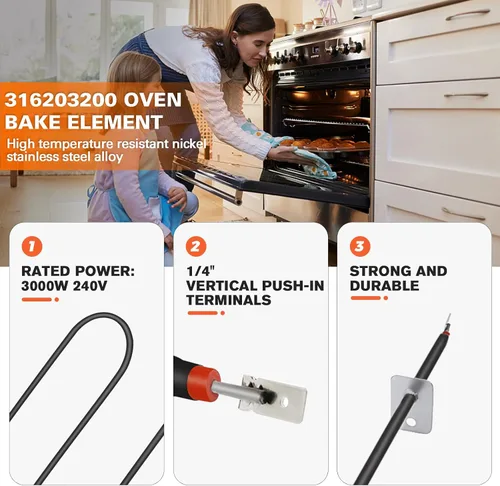 Miniatura 2 de Beaquicy 316203200 Elemento para asar – Reemplazo del elemento de horno para horno Kenmore Crosley Frigidaire Kelvinator – Reemplaza 316199900