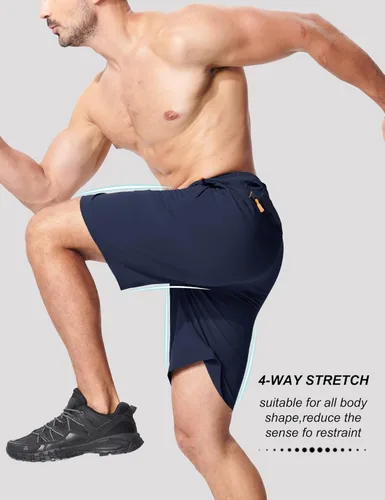 Miniatura 3 de MAGCOMSEN Pantalones cortos de senderismo para hombre de 9 pulgadas, de secado rápido, ligeros, con bolsillos con cremallera, para entrenamiento