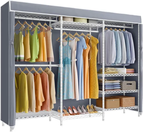Miniatura 20 de VIPEK V5C Plus - Perchero de ropa portátil cubierto, armario portátil, perchero resistente con estantes ajustables, perchero de metal negro