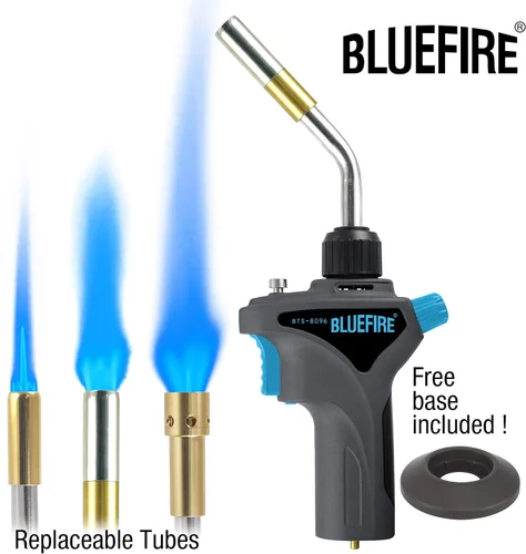 Miniatura 2 de BLUEFIRE - Antorcha de soldadura de gas con mango de metal, tubo reemplazable, combustible por MAPP MAP/PRO y propano, herramienta de grado