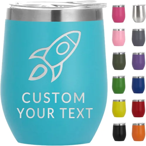Miniatura 10 de Vaso de vino personalizado para mujer con tapa, grabado personalizado, aislados, de acero inoxidable, texto al vacío, regalos para café, vino, plata